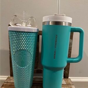 Starbucks Teal Textured Tumbler and Stanley Mug Duo